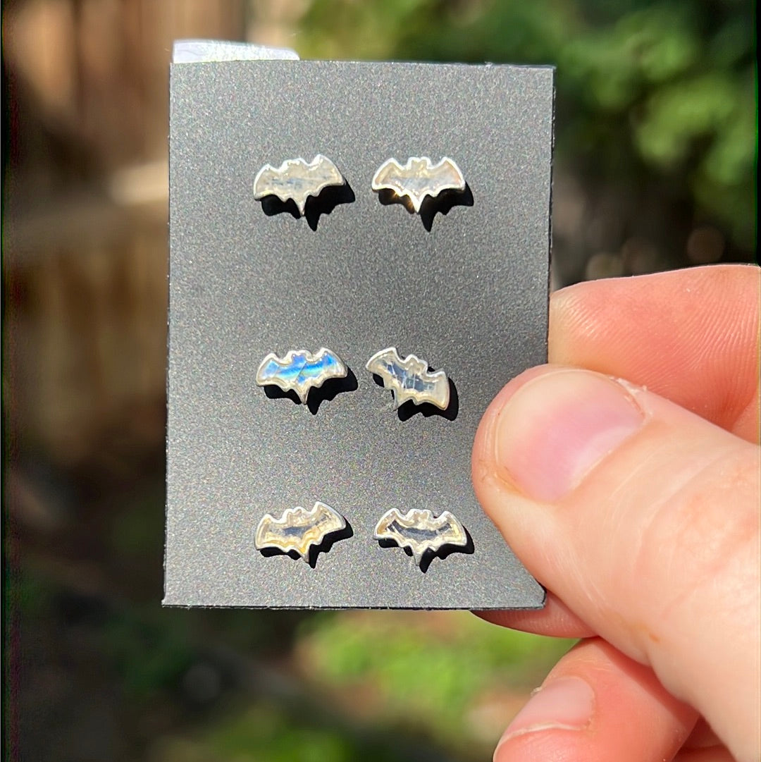 Moonstone Bat Earrings