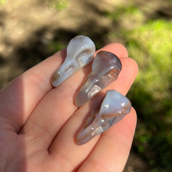 Mini Crow Skull Carvings