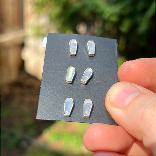 Moonstone Coffin Earrings