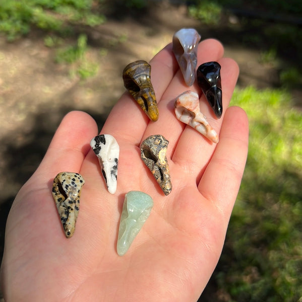 Mini Crow Skull Carvings