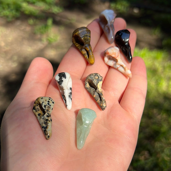 Mini Crow Skull Carvings