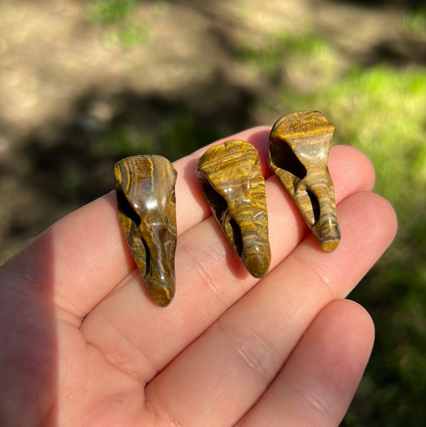 Mini Crow Skull Carvings