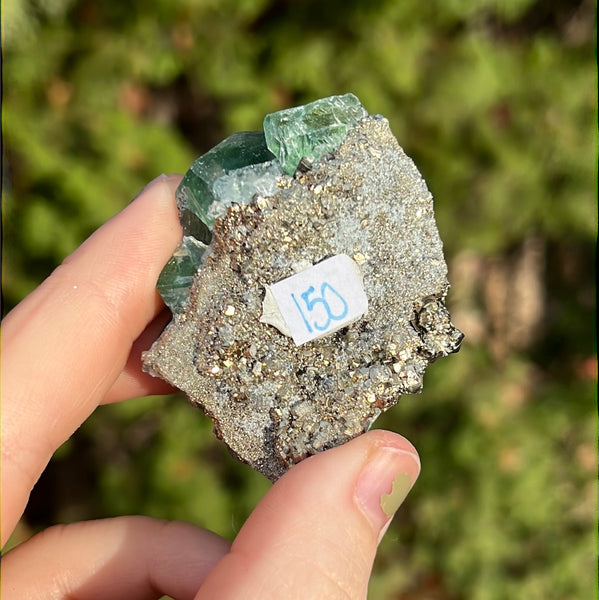 Green Fluorite with Pyrite