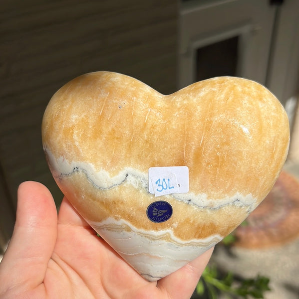 Banded Zebra/Orange Calcite Heart Dish