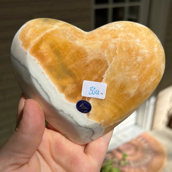 Banded Zebra/Orange Calcite Heart Dish