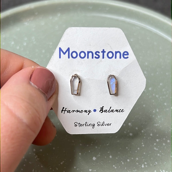 Moonstone Coffin Earring