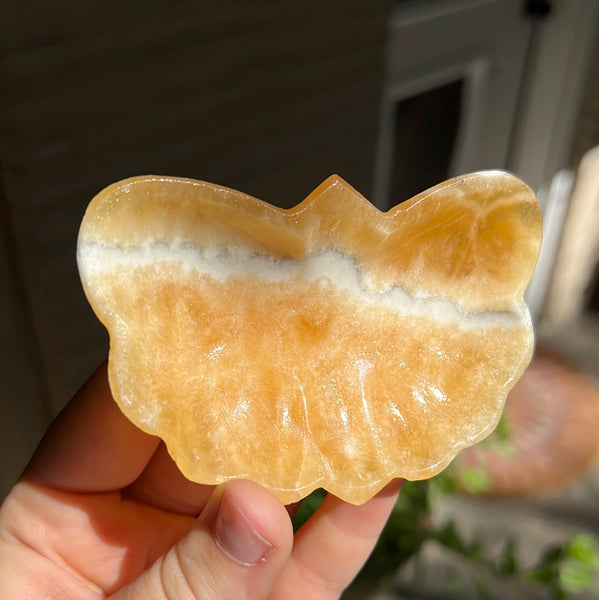 Banded Zebra/Orange Calcite Butterfly Dish