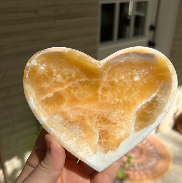 Banded Zebra/Orange Calcite Heart Dish