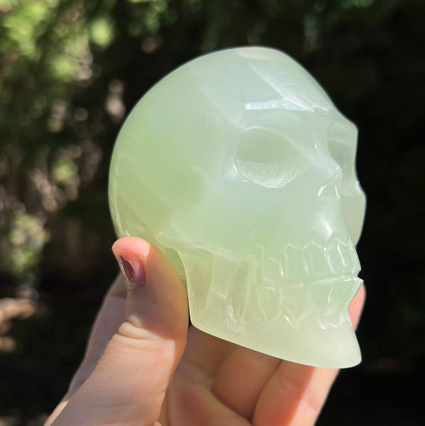 Green Calcite Skull