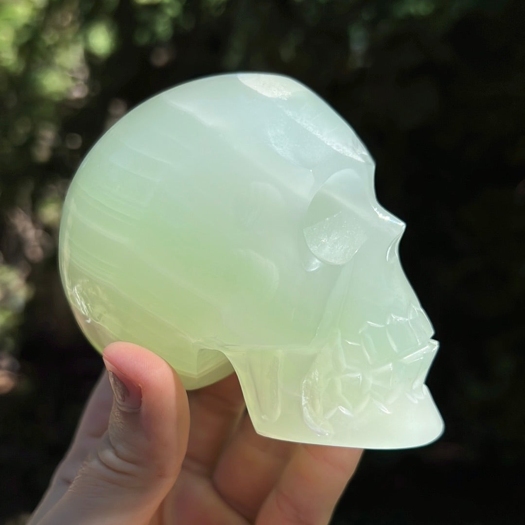 Green Calcite Skull