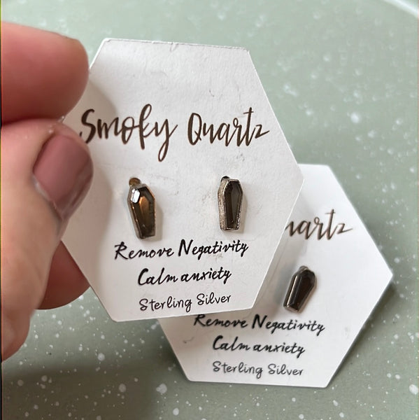 Smoky Quartz Coffin Earring