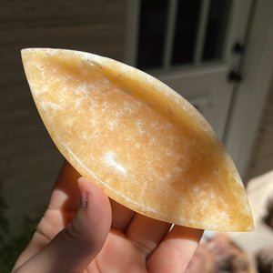 Banded Zebra/Orange Calcite Leaf Dish