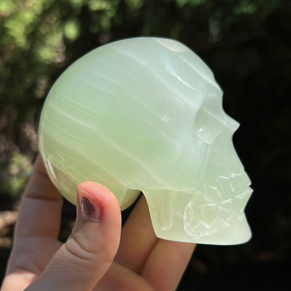 Green Calcite Skull