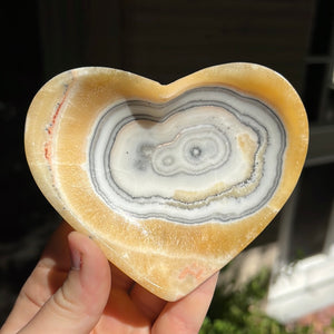 Banded Zebra/Orange Calcite Heart Dish