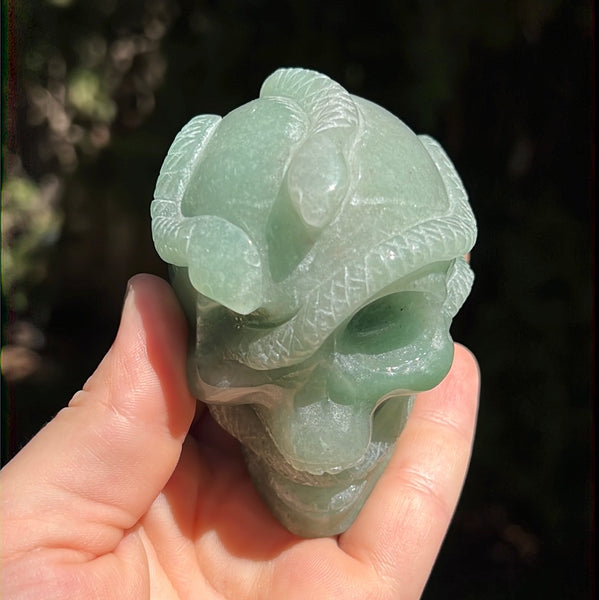 Green Aventurine Snake Skull