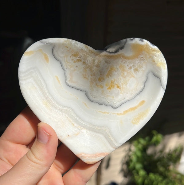 Banded Zebra/Orange Calcite Heart Dish