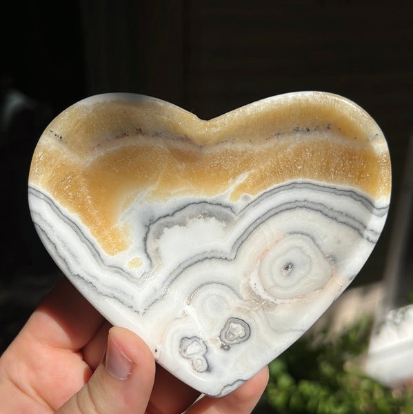 Banded Zebra/Orange Calcite Heart Dish