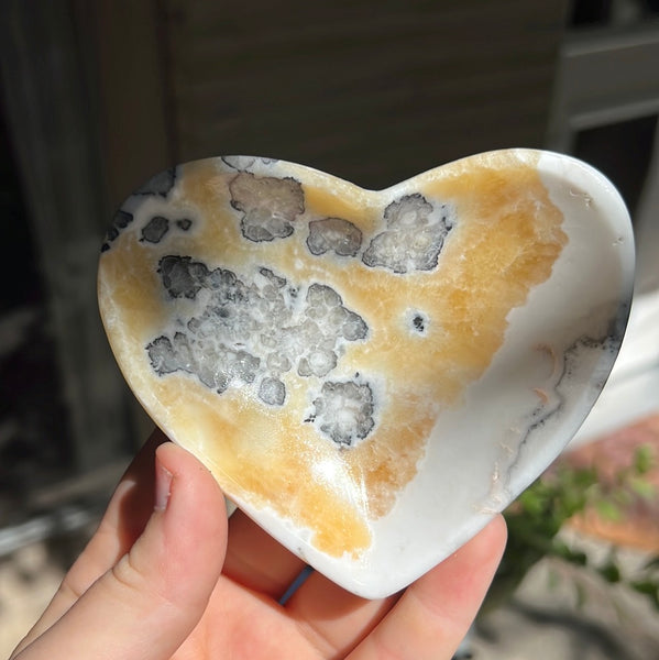 Banded Zebra/Orange Calcite Heart Dish