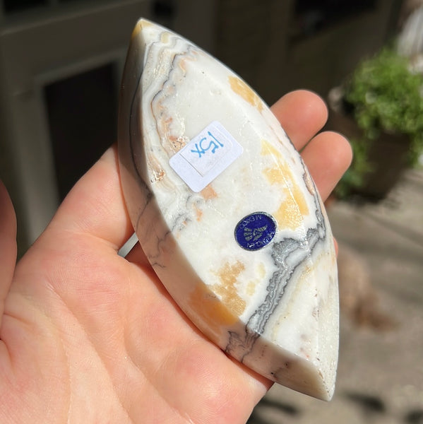 Banded Zebra/Orange Calcite Leaf Dish