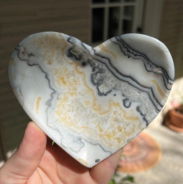 Banded Zebra/Orange Calcite Heart Dish