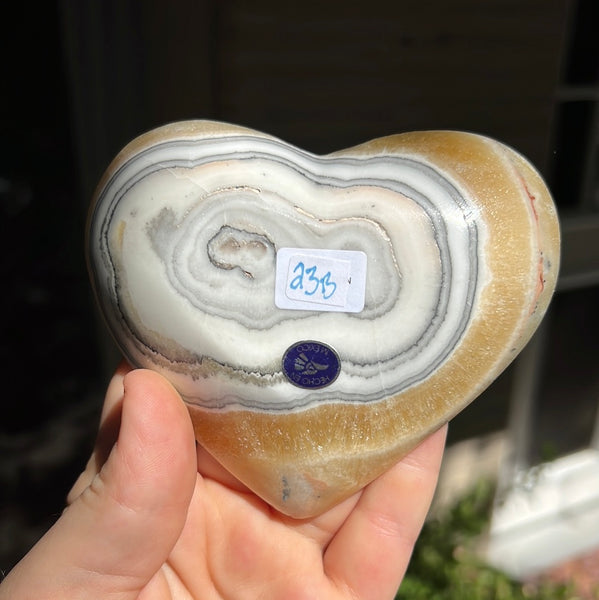 Banded Zebra/Orange Calcite Heart Dish