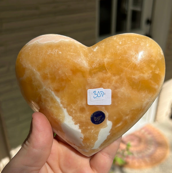 Banded Zebra/Orange Calcite Heart Dish