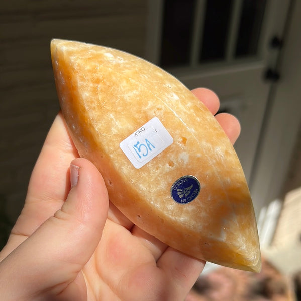 Banded Zebra/Orange Calcite Leaf Dish