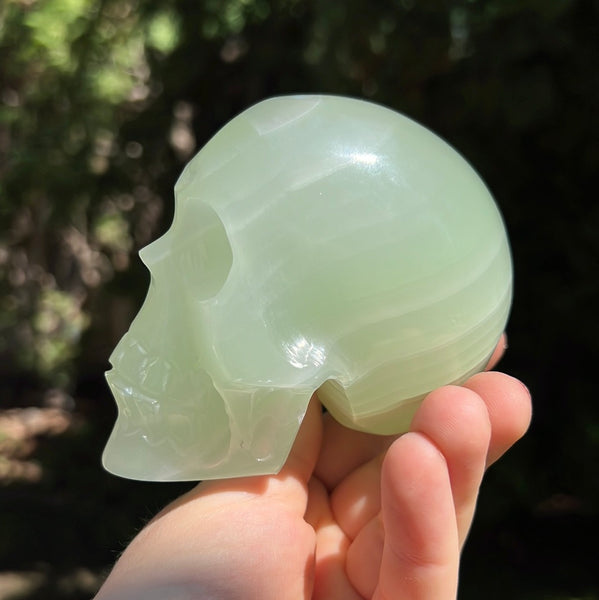 Green Calcite Skull