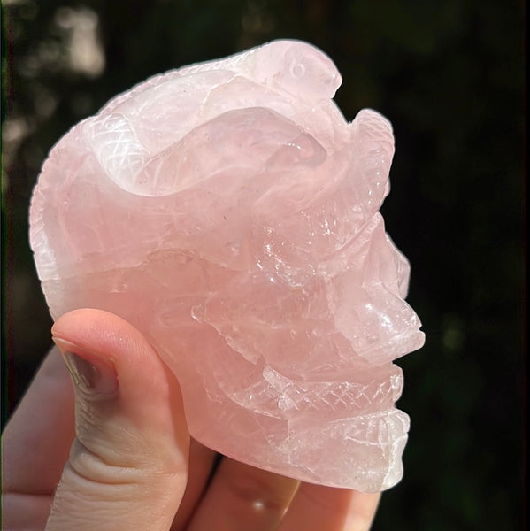 Rose Quartz Snake Skull