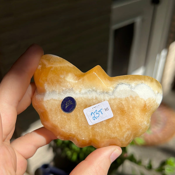 Banded Zebra/Orange Calcite Butterfly Dish