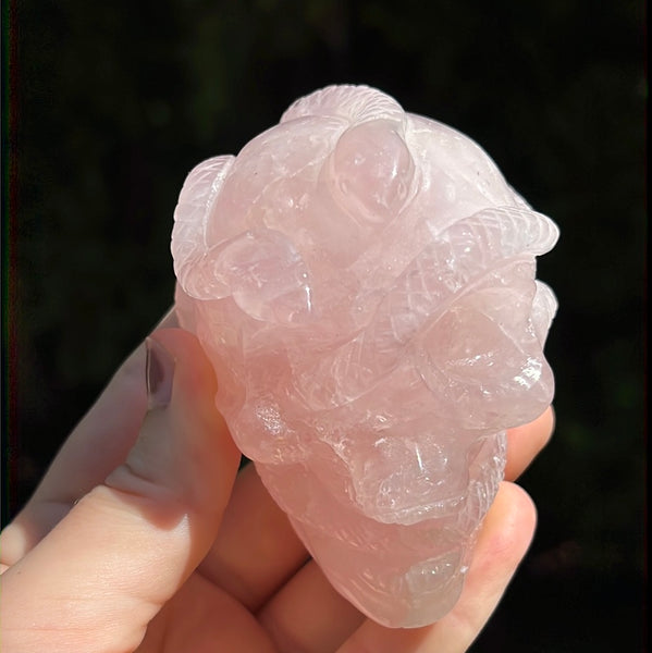 Rose Quartz Snake Skull