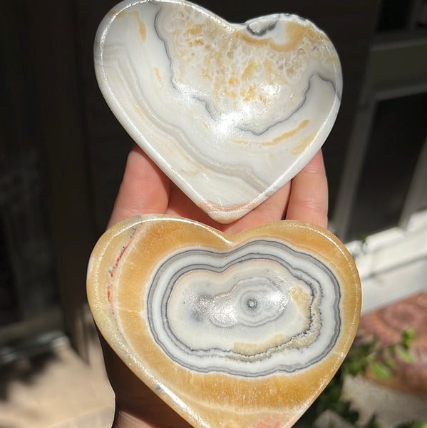 Banded Zebra/Orange Calcite Heart Dish