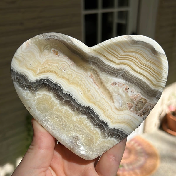 Banded Zebra/Orange Calcite Heart Dish