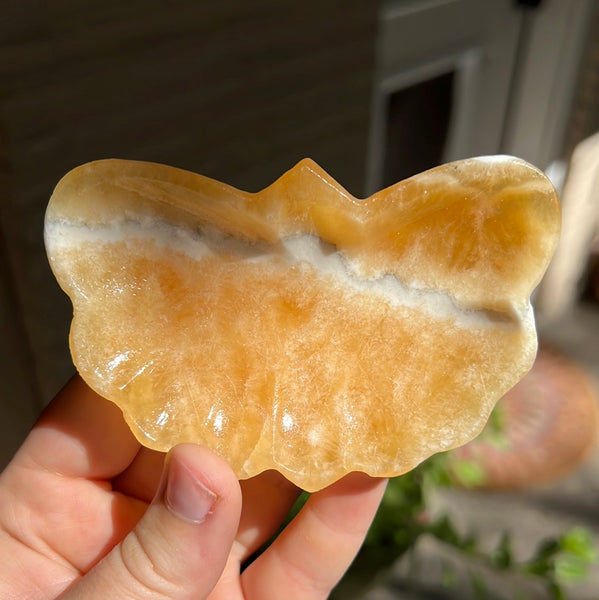 Banded Zebra/Orange Calcite Butterfly Dish