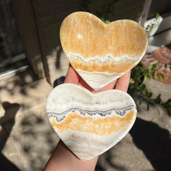 Banded Zebra/Orange Calcite Heart Dish