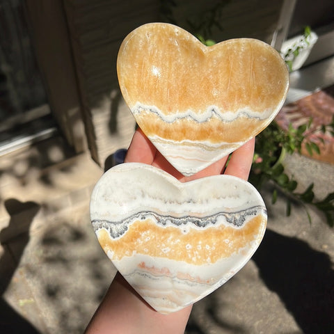 Banded Zebra/Orange Calcite Heart Dish