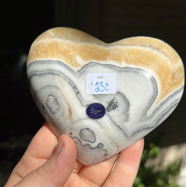 Banded Zebra/Orange Calcite Heart Dish