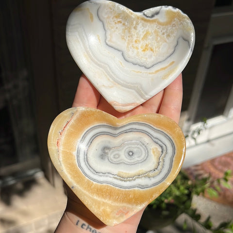 Banded Zebra/Orange Calcite Heart Dish