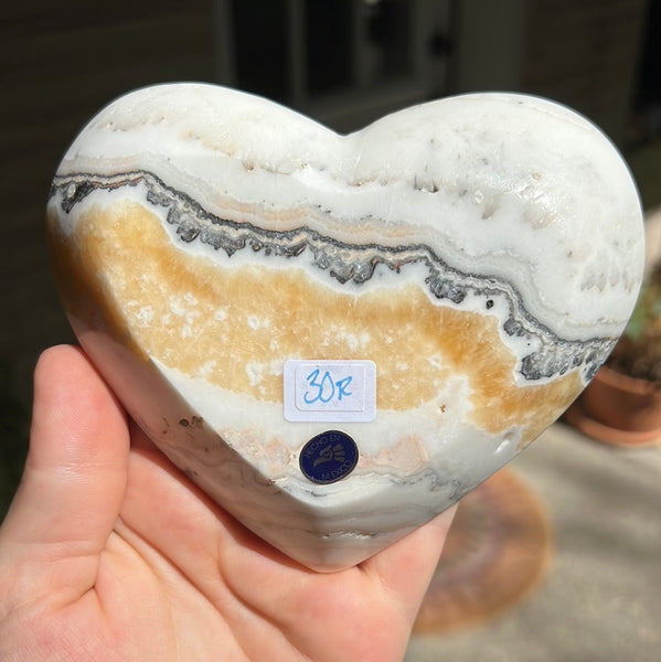 Banded Zebra/Orange Calcite Heart Dish