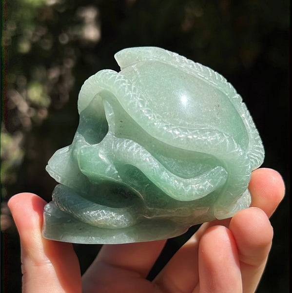 Green Aventurine Snake Skull