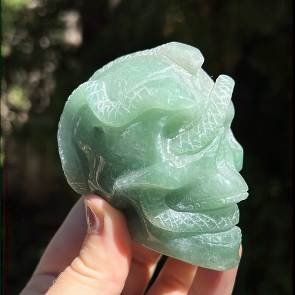 Green Aventurine Snake Skull