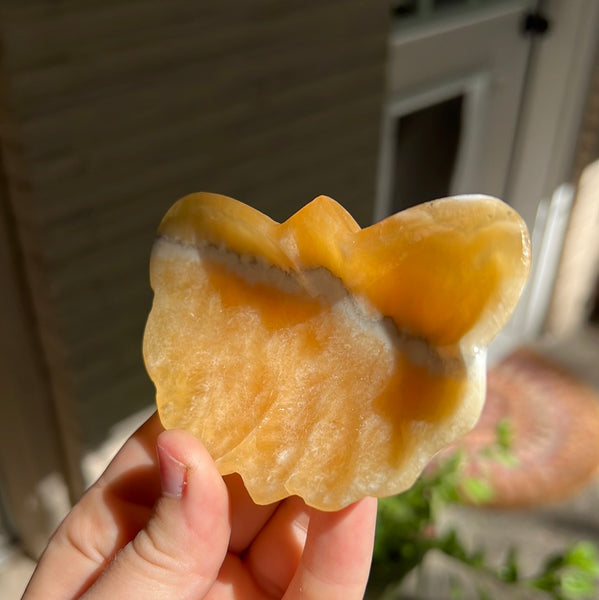 Banded Zebra/Orange Calcite Butterfly Dish