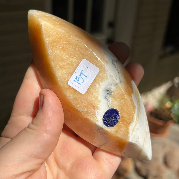 Banded Zebra/Orange Calcite Leaf Dish