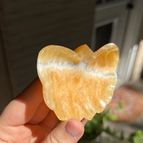 Banded Zebra/Orange Calcite Butterfly Dish