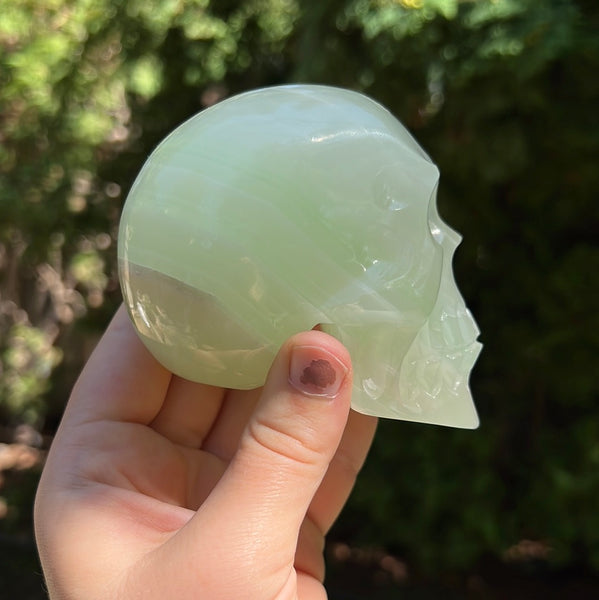 Green Calcite Skull