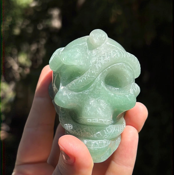 Green Aventurine Snake Skull