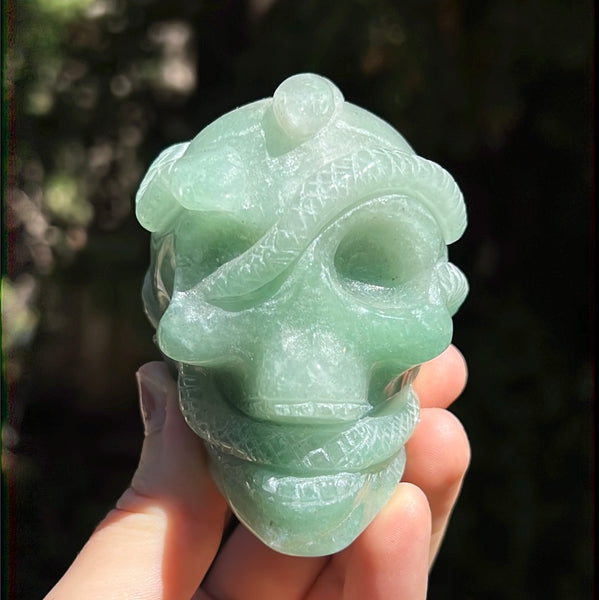 Green Aventurine Snake Skull