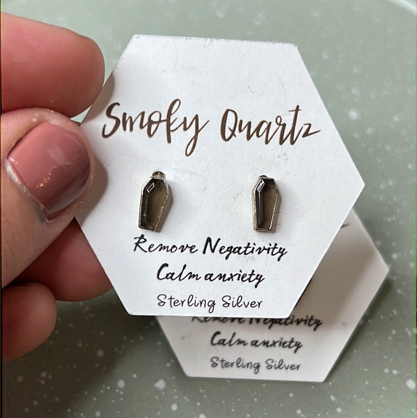 Smoky Quartz Coffin Earring