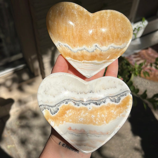 Banded Zebra/Orange Calcite Heart Dish