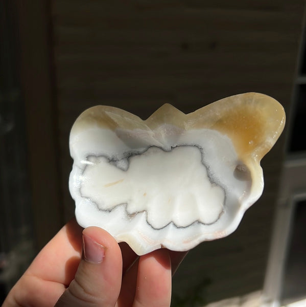 Banded Zebra/Orange Calcite Butterfly Dish